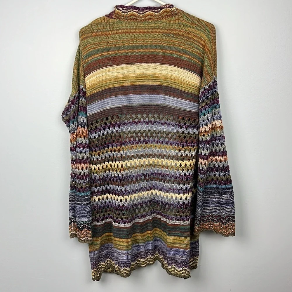 Soft Surroundings Albi crochet knit boho multicolor striped cardigan